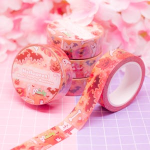 Halloween-washi-tape - schattige spookachtige washi-tape met voedselthema, kawaii-afplaktape, herfstbriefpapier, griezelige stickers, briefpapier voor Halloween