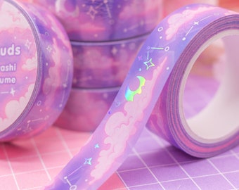 In the Clouds holographic washi tape - cosmic dreamy decorative tape for bullet journals and planners, cute stationery, space, kawaii washi