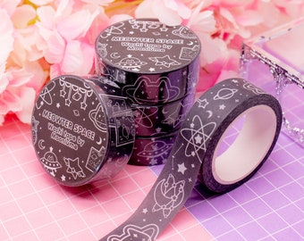 Meowter Space washi tape - cosmic space cat decorative tape for bullet journals and planners, cat stationery, cat lover, space lover, cute