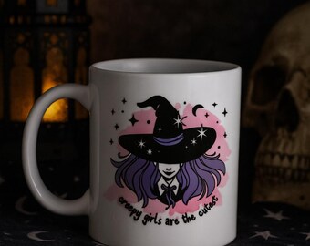 Spooky Witch Mug – Purple Hair, Halloween Coffee Cup