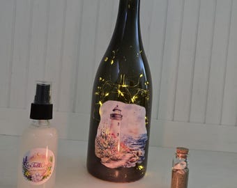 Seaside Sanctuary Gift Box | Lighthouse Fairy Light Bottle, Coastal Decor