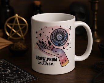 Witchy Mug: Pastel Sun & Moon Design - Spiritual Coffee Cup