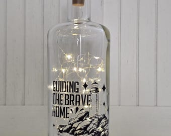Lighthouse Liquor Bottle Light: Inspirational Hero Tribute Decor