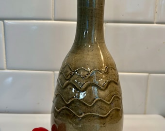 Hand Thrown Celadon Ceramic Olive Oil Dispenser: Stoneware Cruet