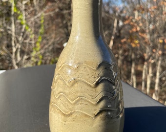 Hand Thrown Celadon Ceramic Olive Oil Dispenser: Stoneware Cruet