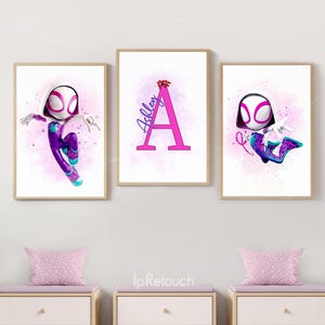 Ghost Spidey Wall Art - Custom Name Room Decor Gift - Bundle Wall Art Decorate - Digital Download