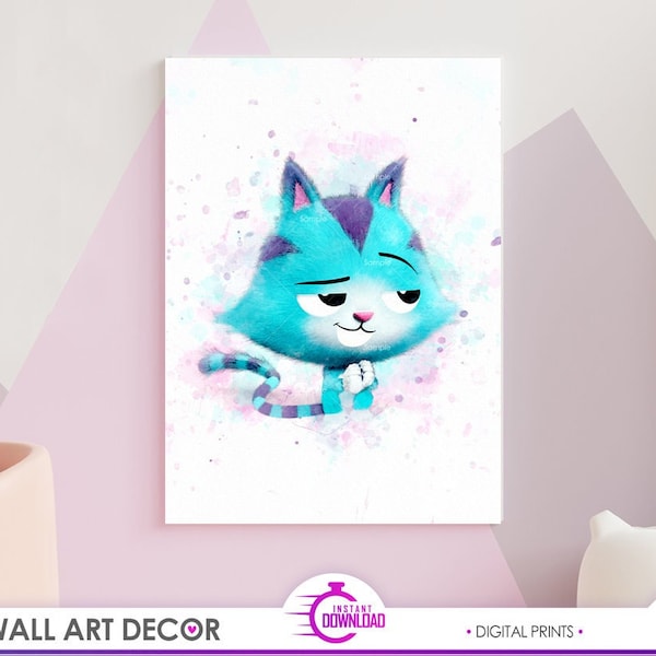 Catrat Gabby Dollhouse wall art decor, Printable Gabby Dollhouse poster, Printable Gabby Dollhouse, Watercolor room nursery decor