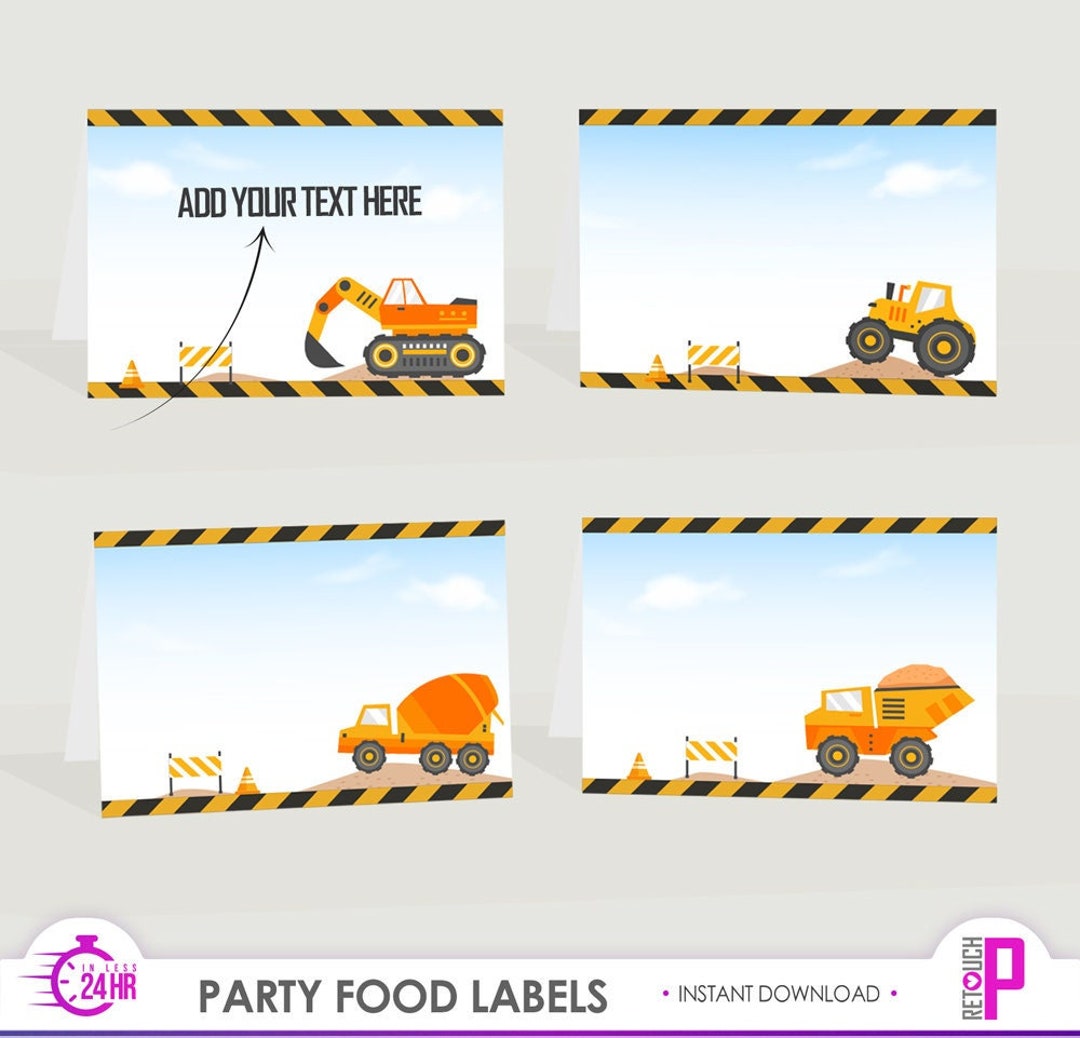 Construction Party Food Labels, Printable Construction Food Tent Labels ...
