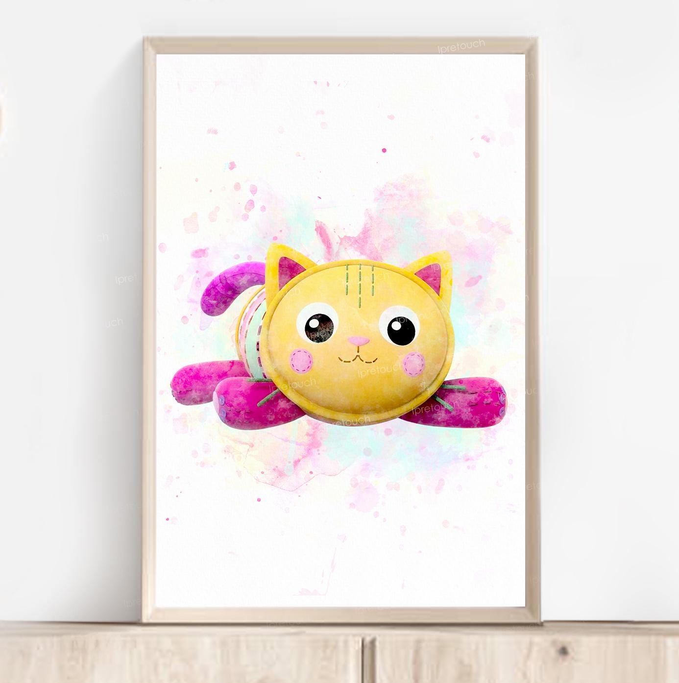 Gabby Dollhouse pillow cat wall art decor, Printable Gabby Dollhouse poster, Watercolor room nursery decor, Printable Gabby Dollhouse