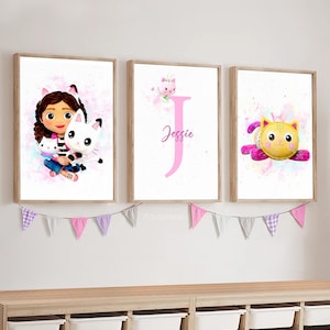 Gabby Dollhouse poster, Personalized gift, Gabby Dollhouse wall art decoration, Watercolor room nursery decor, Printable Gabby Dollhouse