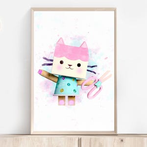 Baby box Gabby Dollhouse wall art decor, Printable Gabby Dollhouse poster, Watercolor room nursery decor, Printable Gabby Dollhouse