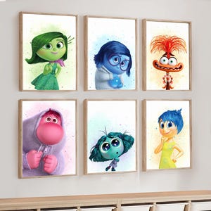 Inside Out 2 Charaktere Wandkunst für Kinderzimmer und Kinderzimmer - druckbare Aquarell Poster, Klassenzimmer Dekoration & Geburtstagsparty Dekoration