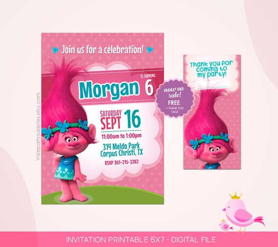 Trolls 7/° Biglietto Di Auguri Compleanno