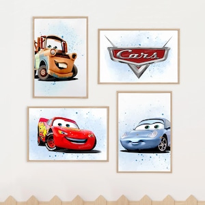 Cars Lightning McQueen Wall Art for Kids Room – Cars Movie Printable Decor – Digital Download Poster – Custom Name Nursery Art