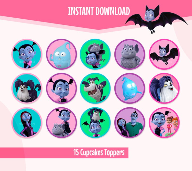 15 toppers cupcake Vampirina Disney imprimir Toppers Etsy