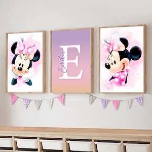 Custom Minnie Mouse Wall Art Prints - Personalized Room Decor Poster | Digital Download Pictures