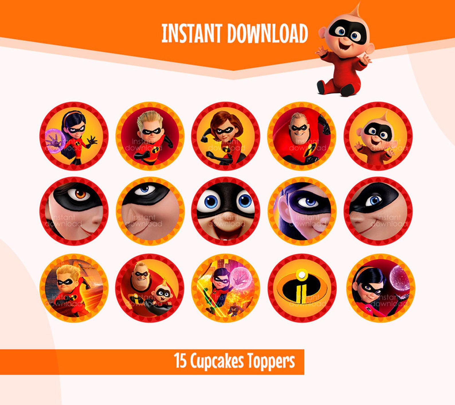 The Incredibles 2 cupcake toppers 15 Design The Incredibles Etsy
