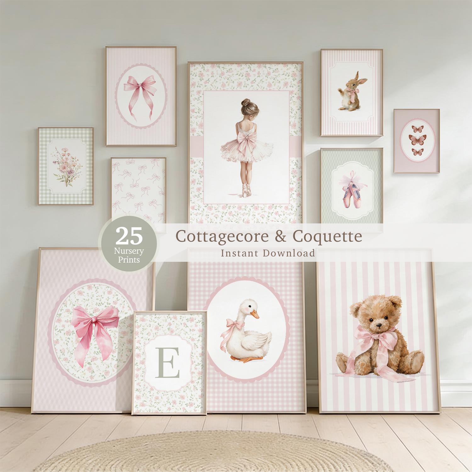 Pink Cottagecore Nursery Prints Set of 25 – Baby Girl Nursery ...