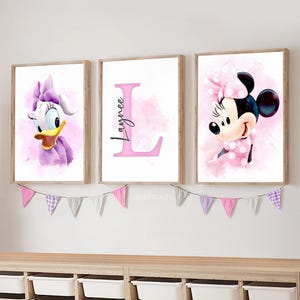 Decorazione murale personalizzata di Minnie e Daisy Coquett - Decorazione personalizzata per la cameretta dei bambini, stampa poster di Minnie e Daisy, download digitale per la cameretta delle bambine