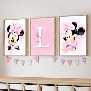 Láminas de arte mural de Minnie Mouse: descarga digital para decoración de habitaciones infantiles