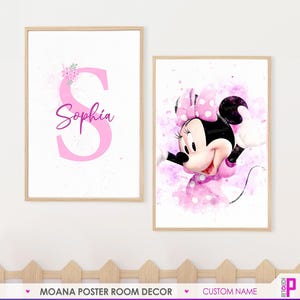 Minnie Maus Posterdruck, Digitaldruck mit Name, Minnie Maus Dekoration, personalisierter Digitaldruck, Wanddekoration, Minnie Maus Kunst