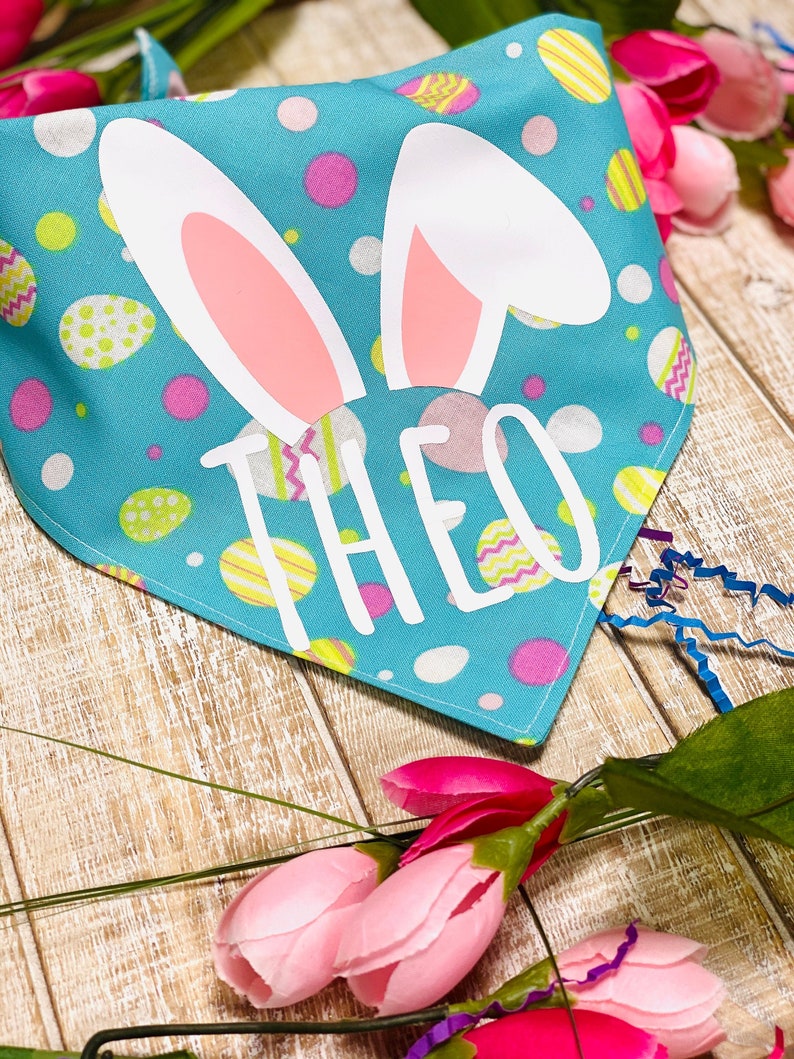 Easter Bunny With Pets Name Bandana/ Tie on Bandana/ Dog Etsy