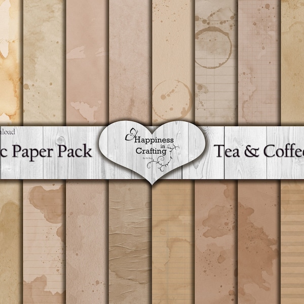 Basic Paper Pack: Tea & Coffee - 20 Pages - Instant Digital Download, Printable, Digital Kit for Junk Journals, Scrapbooking, Gi Kerr