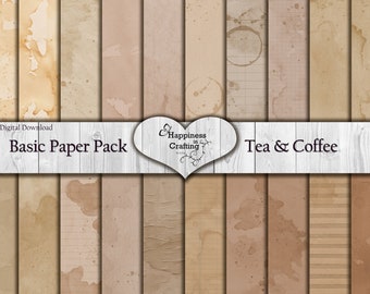Basic Paper Pack: Tea & Coffee - 20 Pages - Instant Digital Download, Printable, Digital Kit for Junk Journals, Scrapbooking, Gi Kerr