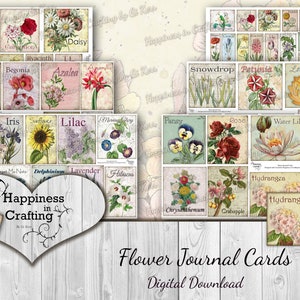 Cartoline Flower Journal - 74 pezzi - Download digitale istantaneo, stampabile, kit digitale per diari spazzatura, Scrapbooking, Gi Kerr
