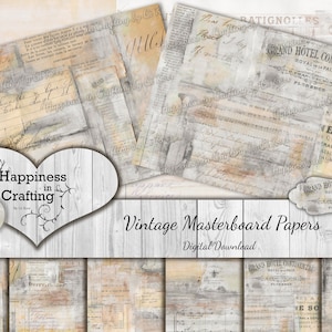 Documenti Masterboard vintage - Download digitale istantaneo, stampabile, kit digitale per diari spazzatura, Scrapbooking, Felicità nell'artigianato