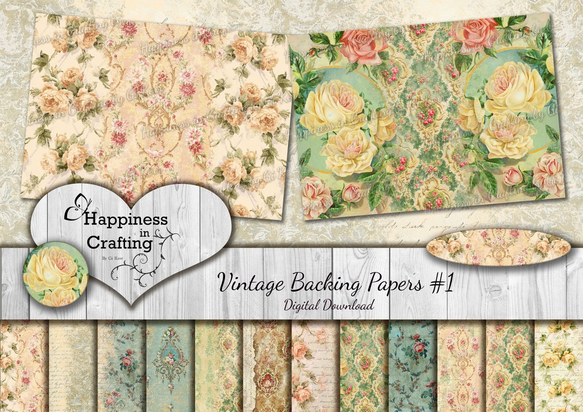 Vintage Backing Papers #1 - Instant Digital Download, Printable ...