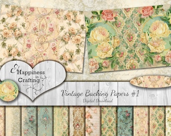 Vintage Backing Papers #1 - Instant Digital Download, Printable, Digital Kit for Junk Journals, Scrapbooking, Gi Kerr