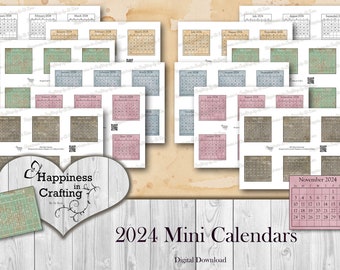 2024 Mini Calendars - Instant Digital Download, Printable, Digital Kit for Junk Journals, Scrapbooking, Gi Kerr