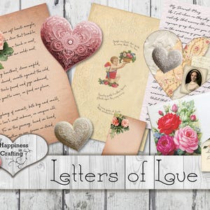 Lettres d'amour - Téléchargement numérique instantané, Imprimable, Kit numérique pour journaux indésirables, Scrapbooking, Le bonheur dans l'artisanat, Gi Kerr