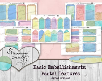 Basic Embellishments: Pastel Textures - Instant Digital Download, Printable, Happiness in Crafting, Gi Kerr