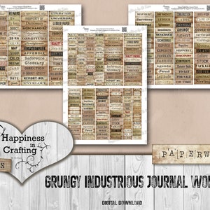 May include: A digital download of printable journal words in a grunge style. The words are printed on a wood background and are arranged in a grid. The words include "Official", "Reward", "Expiration", "Universal", "Ledger", "Paper", "Discount", "Packet", "Construction", "Import", "Mail", "Label", "Payroll", "Report", "Grunge", "Order", "Salary", "Orders", "Reserved", "Agent", "Certified", "Schedule", "Expired", "Property", "Manual", "Sale", "Textiles", "Discount", "Contents", "Stock", "New", "Glossary", "Reference", "Direction", "Date", "Report No", "Envelopes", "To Let", "Latitude", "Agenda", "Estate Sale", "Package", "For Sale", "Construct", "Ability", "On Time", "Sterling", "COG".