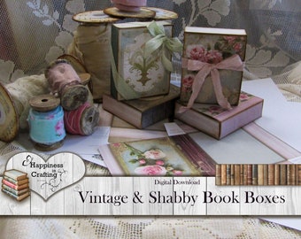 Vintage & Shabby Book Boxes  - Instant Digital Download, Printable, Digital Kit for Junk Journals, Scrapbooking, Gi Kerr