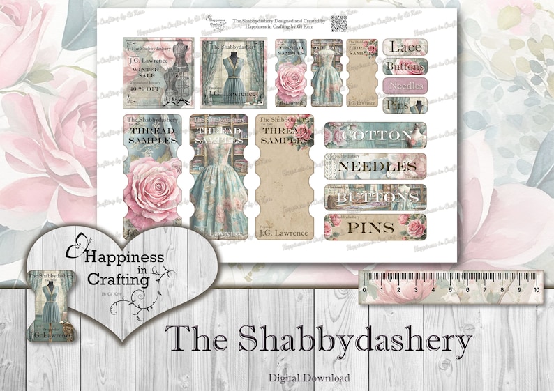 The Shabbydashery Instant Digital Download, Printable, Digital Kit for Junk Journals, Scrapbooking, Happiness in Crafting, Gi Kerr image 5