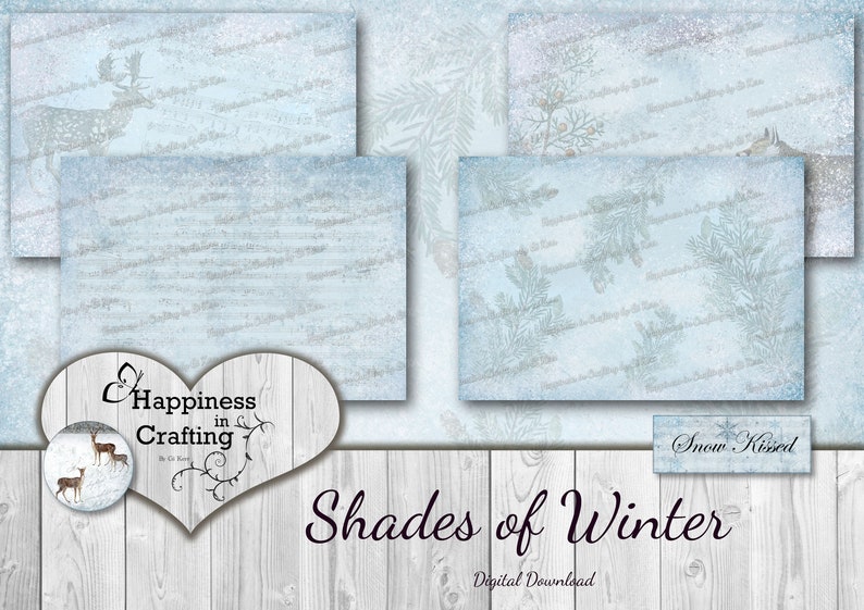 Shades of Winter Instant Digital Download, Printable, Digital Kit for Junk Journals, Scrapbooking, Happiness in Crafting, Gi Kerr image 2