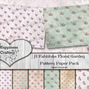 Un fabuleux paquet de papier à motif de jardin floral - téléchargement numérique instantané, impression, kit numérique pour journaux indésirables, scrapbooking, Gi Kerr