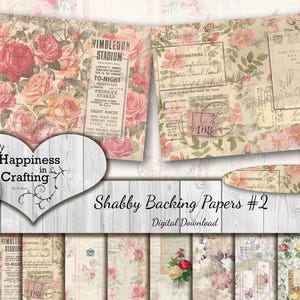 Shabby Backing Papers #2 - Download immediato, stampabile, kit digitale, diari spazzatura, scrapbooking, felicità nel crafting