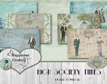 High Society Times - Instant Digital Download, Printable, Digital Kit for Junk Journals, Scrapbooking, Happiness in Crafting, Gi Kerr