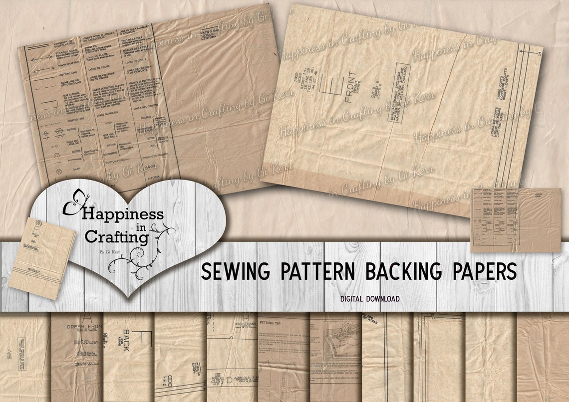 Sewing Pattern Backing Papers - Instant Digital Download, Printable ...