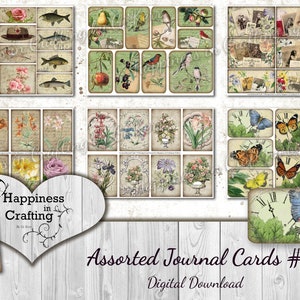 Tarjetas de diario variadas # 2 - 54 piezas - Descarga digital instantánea, imprimible, kit digital para diarios basura, scrapbooking