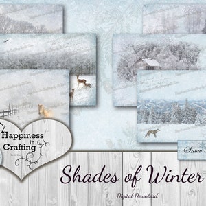 Shades of Winter Instant Digital Download, Printable, Digital Kit for Junk Journals, Scrapbooking, Happiness in Crafting, Gi Kerr image 1