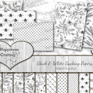 Papeles de respaldo en blanco y negro # 1 - Descarga digital instantánea, imprimible, kit digital para diarios basura, scrapbooking, Gi Kerr