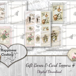 Gift Boxes & Card Toppers # 1 - Instant Digital Download, Box Templates, Printable, Digital, Junk Journals, Scrapbooking, Gi Kerr,