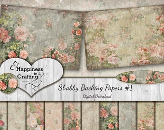 Shabby Backing Papers #1 - Instant Download, Printable, Digital Kit, Junk Journals, Scrapbooking, Happiness in Crafting