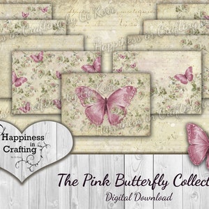 The Pink Butterfly Collection - sofortiger digitaler Download, druckbar, digitales Kit für Junk Journals, Scrapbooking, Gi Kerr,