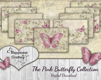 The Pink Butterfly Collection - Instant Digital Download, Printable, Digital Kit for Junk Journals, Scrapbooking, Gi Kerr,